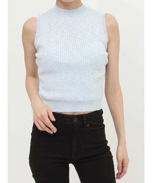 MURUA（ムルーア）の「ベーシックニットタンク（タンクトップ・レディース・ホワイト/ブラック/ピンク/アイスブルー・F）」の5枚目の写真