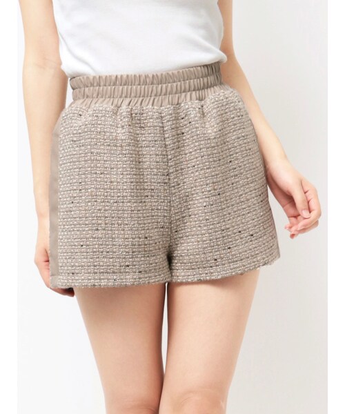 GYDA（ジェイダ）の「サイドラインツイードショートパンツ（その他パンツ・レディース・ベージュ/オフホワイト/ブラック・F）」の7枚目の写真