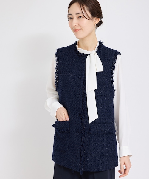 ROPE'（ロペ）の「ミックスツイードジレベスト（ベスト・レディース・ブラック系/オフホワイト/ネイビー・F）」の5枚目の写真