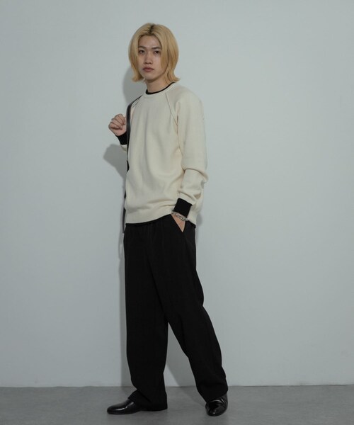 SENSE OF PLACE by URBAN RESEARCH（センスオブプレイスバイアーバンリサーチ）の「『ユニセックス』『洗濯可』ストレッチリブハイショクラインニット（ニット/セーター・メンズ・BLACK/CHARCOAL/IVORY/BROWN/L.BLUE・M/L）」の22枚目の写真