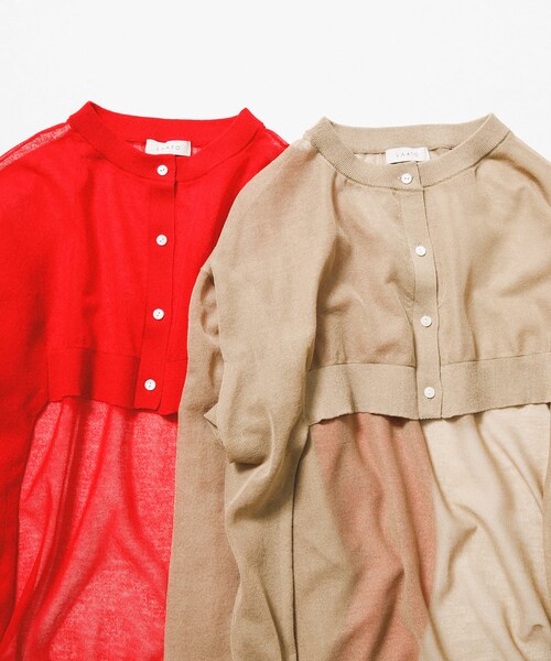 LAATO（ラート）の「sheer cardigan（カーディガン/ボレロ・レディース・リップ/ラクダ・Free）」の12枚目の写真