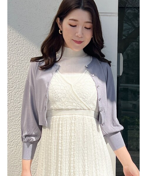 MERCURYDUO（マーキュリーデュオ）の「コンパクトシアーカーデ（カーディガン/ボレロ・レディース・オフホワイト/ブラック/オレンジ/グリーン/ブルー/ラベンダー/ベージュ・F）」の5枚目の写真