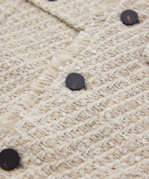 ROPE'（ロペ）の「【COOHEM(コーヘン)】BASIC TWEED VELVET JACKET（ノーカラージャケット・レディース・キナリ/ネイビー・F）」の19枚目の写真