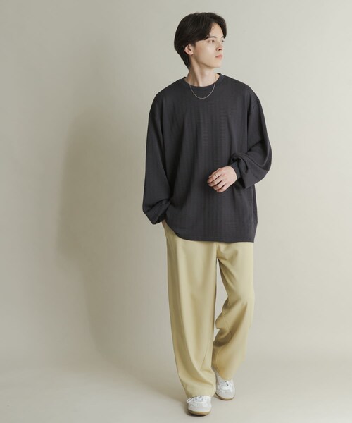 SENSE OF PLACE by URBAN RESEARCH（センスオブプレイスバイアーバンリサーチ）の「ライトワッフルクルーネックロングTシャツ（Tシャツ/カットソー・メンズ・CHARCOAL/KHAKI/PURPLE・M/L）」の10枚目の写真