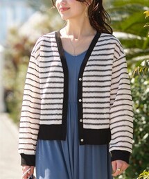 nissen | 透かしジャガードカットソーＶネックカーディガン(カーディガン/ボレロ)