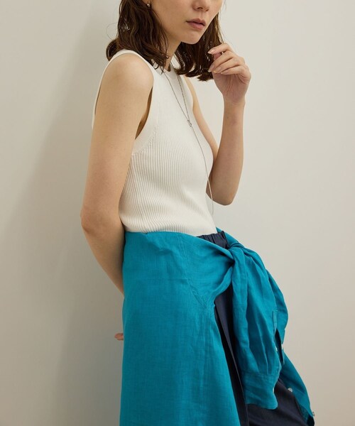ROPE'（ロペ）の「【洗える】オーガニックコットンリブスリーブレスニット（ニット/セーター・レディース・ホワイト/ネイビー/ターコイズ・F）」の10枚目の写真