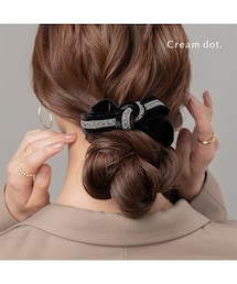 【Creamdot.】さりげく煌めくデコラティブなベロアリボンシュシュ