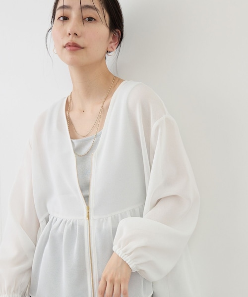 ROPE' PICNIC(ロペピクニック)の「メッシュペプラムブルゾン(ブルゾン・レディース・ブラック/ホワイト/ベージュ系/ネイビー・F)」の1枚目の写真