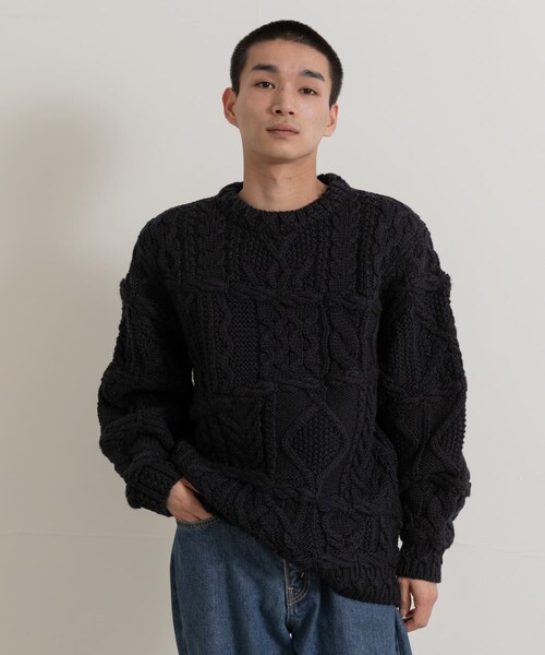THE GOODLAND MARKET（ザグッドランドマーケット）の「米富繊維　CRAZY ARAN PULLOVER-3（ニット/セーター・メンズ・63NAVY/10WHITE・L）」の3枚目の写真