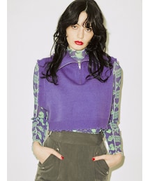 jouetie | ハーフZIPダメージベスト(ベスト)