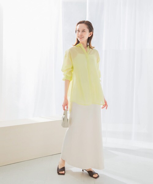 URBAN RESEARCH ROSSO（アーバンリサーチロッソ）の「接触冷感リネン混バイヤススカート（スカート・レディース・CHARCOAL/OFF/LIME・36/38）」の6枚目の写真