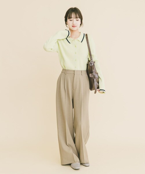 ITEMS URBANRESEARCH（アイテムズ アーバンリサーチ）の「配色ポロニット（ニット/セーター・レディース・GRY/NVY/MELON・Free）」の19枚目の写真