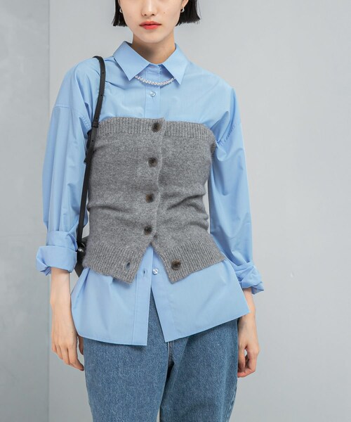 URBAN RESEARCH ROSSO（アーバンリサーチロッソ）の「エアリーニットボタンデザインビスチェ（ニット/セーター・レディース・GRAY/BLACK・Free）」の14枚目の写真