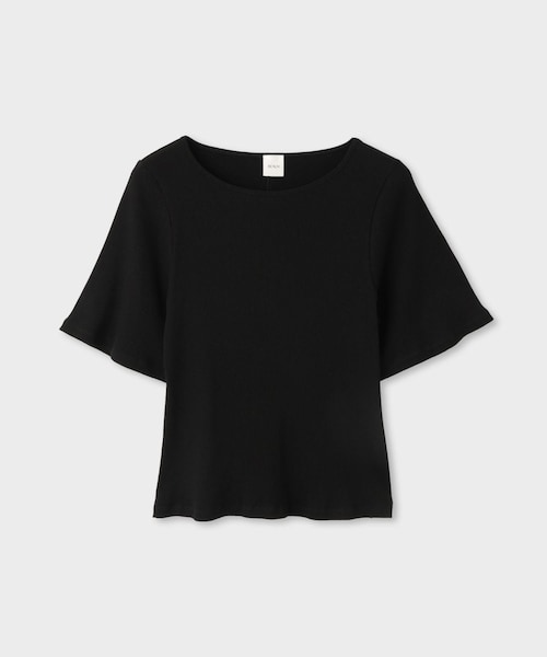 ROPE'(ロペ)の「【一部店舗限定】【REALM(レルム)】HALF-SLEEVE T-SHIRT|5分袖カットソー 26SS(ニット/セーター・レディース・ブラック/オフホワイト/ワイン・38)」の2枚目の写真