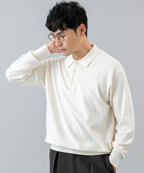 URBAN RESEARCH ROSSO（アーバンリサーチロッソ）の「コットンカシミヤニットポロシャツ（ニット/セーター・メンズ・GRAY/BLACK/IVORY/GREIGE・M/L）」の5枚目の写真