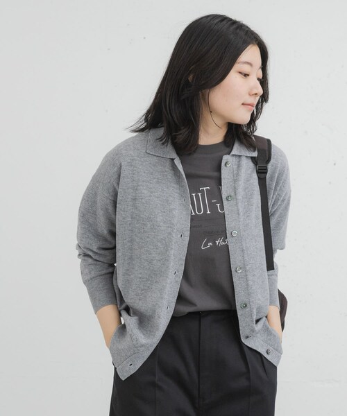 EKAL（エカル）の「ウールハイゲージニットカーディガン（カーディガン/ボレロ・レディース・ベージュ/モクグレー/ブラック・one）」の15枚目の写真