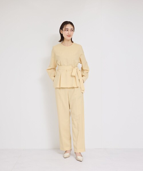 ROPE'（ロペ）の「ポプリンセンタープレスパンツ/セットアップ対応（その他パンツ・レディース・ブラック/クリーム系・36/38）」の8枚目の写真