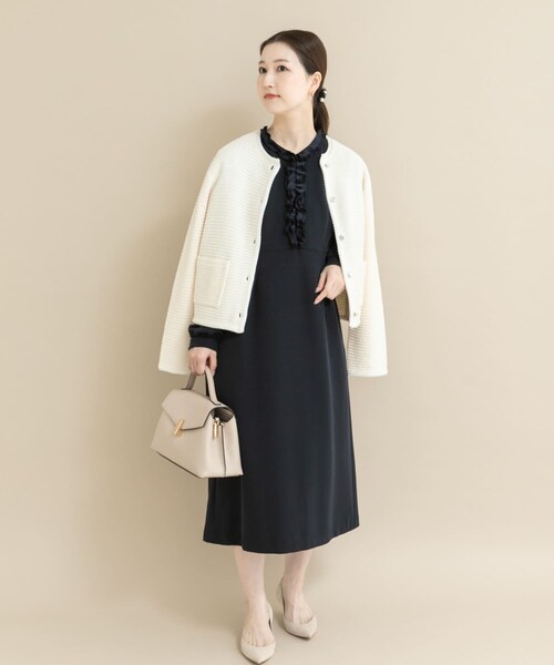 URBAN RESEARCH ROSSO（アーバンリサーチロッソ）の「『WEB/一部店舗限定』ツイードノーカラーニットジャケット（ノーカラージャケット・レディース・OFF/NAVY・Free）」の10枚目の写真