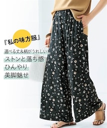 nissen | 接触冷感ポケット付プリントカットソーパンツ（選べる２レングス）【私の味方服】(パンツ)