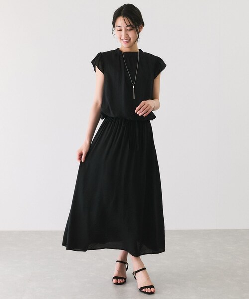 Jayro（ジャイロ）の「レーヨンナイロンオーガン袖フリルワンピース（ワンピース・レディース・ブラック/オフホワイト/ブルー/ピンク・M）」の7枚目の写真