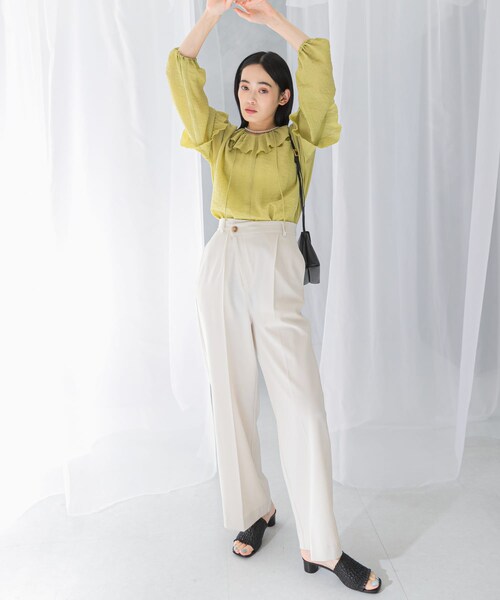 URBAN RESEARCH ROSSO（アーバンリサーチロッソ）の「ヘリンボーンラップストレートパンツ（その他パンツ・レディース・IVORY/CHARCOAL・36/38）」の4枚目の写真