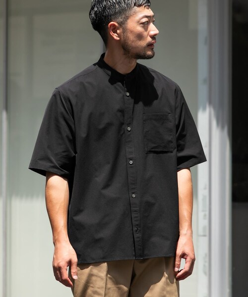 URBAN RESEARCH ROSSO（アーバンリサーチロッソ）の「『XLサイズあり』マイクロサッカーバンドカラー半袖シャツ（シャツ/ブラウス・メンズ・BLACK/NAVY/CHARCOAL/DARK BROWN・S/M/L/XL）」の7枚目の写真