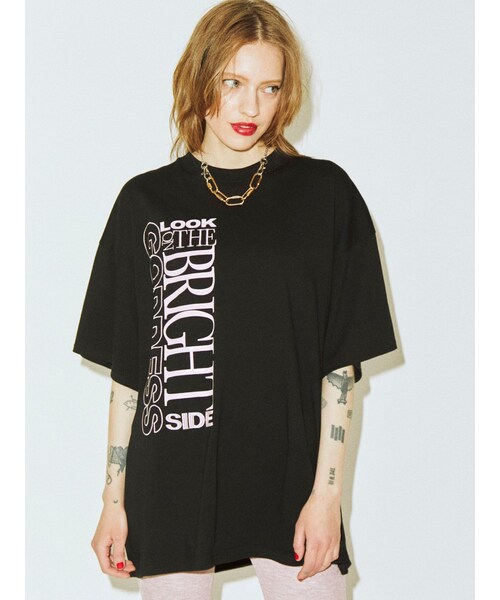 jouetie（ジュエティ）の「チェッカースーパーBIG Tシャツ（Tシャツ/カットソー・レディース・オレンジ/ブラック/オフホワイト・M）」の4枚目の写真