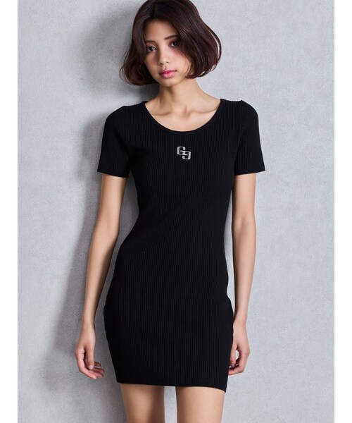 GYDA（ジェイダ）の「GGプレートハーフスリーブニットワンピース（ワンピース・レディース・ブラック・F）」の5枚目の写真