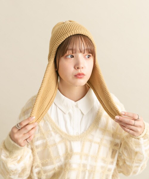 KBF（ケイビーエフ）の「ロングイヤーフラップニットキャップ（ニットキャップ/ビーニー・レディース・RED/BEIGE/BLACK・one）」の18枚目の写真