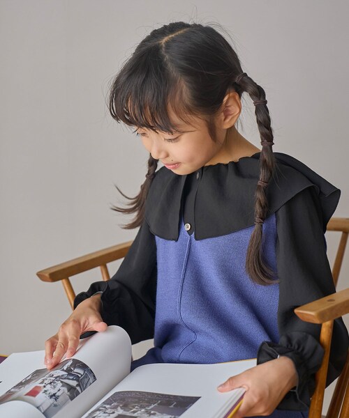 ROPE' PICNIC（ロペピクニック）の「【KIDS】フレアカラーブラウス（シャツ/ブラウス・キッズ・ブラック/クリーム・120/130/140/150）」の12枚目の写真