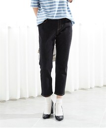 nissen | 大きいサイズすごのびストレッチデニムクロップドパンツ（ゆったりヒップ）(デニムパンツ)