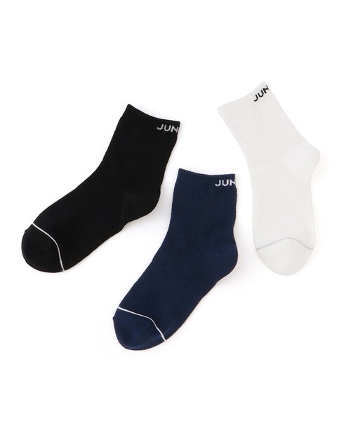 ROPE'（ロペ）の「ロゴ×透かし柄ミディ丈ソックス（ソックス/靴下・レディース・ブラック/ホワイト/ネイビー・F）」の5枚目の写真