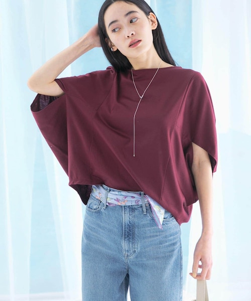 URBAN RESEARCH ROSSO（アーバンリサーチロッソ）の「『一部WEB限定カラー』汗染防止5分袖ドルマンプルオーバー（Tシャツ/カットソー・レディース・D/NAVY/OFF WHITE/L/GREIGE/BLUE/BROWN/BORDEAUX・FREE）」の6枚目の写真