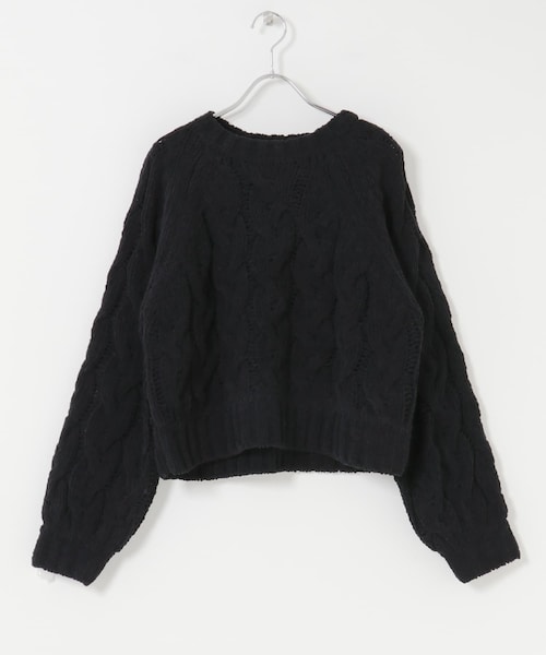 EKAL（エカル）の「ケーブルモールニットプルオーバー（ニット/セーター・レディース・L.ブルー/L.グレー/ブラック・One）」の12枚目の写真