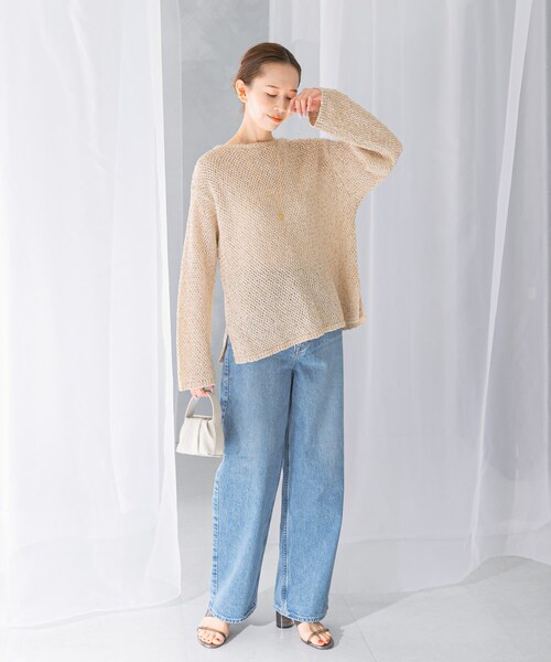 URBAN RESEARCH ROSSO（アーバンリサーチロッソ）の「透かし編みラメニット（ニット/セーター・レディース・beige/mt×turq・FREE）」の15枚目の写真
