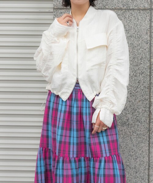 SENSE OF PLACE by URBAN RESEARCH(センスオブプレイスバイアーバンリサーチ)の「ドロストシャーリングシアーブルゾン(ブルゾン・レディース・ORANGE/IVORY/BLACK・one)」の14枚目の写真