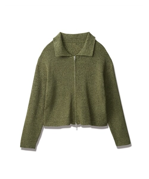 nissen（ニッセン）の「【Soiunique】Ｗジップデザイン襟付きニットトップス（ニット/セーター・レディース・カーキ/チャコール・F）」の4枚目の写真