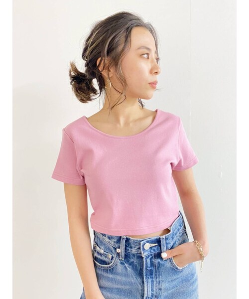 EVRIS（エヴリス）の「BASICシンプルショートTEE（Tシャツ/カットソー・レディース・ブラック/アイボリー/カーキ/ミントグリーン/ホワイト/ピンク/パープル・F）」の22枚目の写真