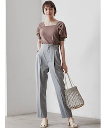 LAGUNAMOON | バックベルトテーパードパンツ(スラックス)