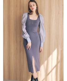 MERCURYDUO | 2WAYドレープスリーブボレロセットニットワンピース(ワンピース)