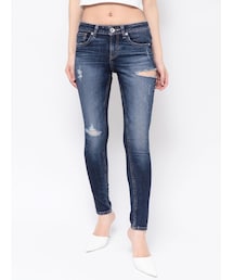 GYDA | ジャストウエストSIDE RIPPEDスキニーデニムパンツ(デニムパンツ)