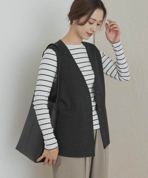 URBAN RESEARCH DOORS(アーバンリサーチドアーズ)の「ノーカラージレ(テーラードジャケット・レディース・BEIGE/BLACK・M)」の9枚目の写真