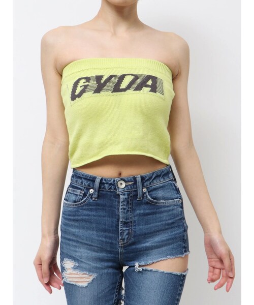GYDA(ジェイダ)の「GYDA ニットベアトップス(キャミソール・レディース・オフホワイト/ブラック/ピンク/ライム/スカイブルー・F)」の14枚目の写真