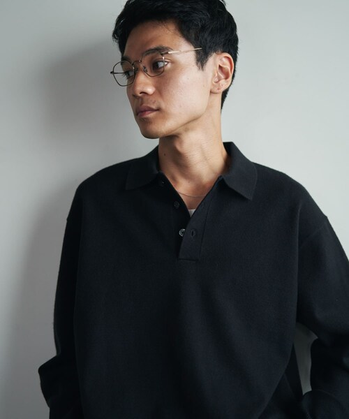 URBAN RESEARCH DOORS（アーバンリサーチドアーズ）の「『XLサイズ/WEB限定/仁村紗和さん着用』『UR TECH 200日ニット』 ポロシャツ（ポロシャツ・メンズ・L/GRY/BROWN/BLACK/BLUE GREEN・M/L/XL）」の13枚目の写真