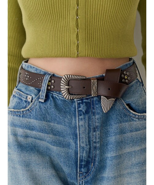 EVRIS（エヴリス）の「オリジナルスタッズバックルベルト（ベルト・レディース・ホワイト/ブラック/ブラウン・F）」の10枚目の写真