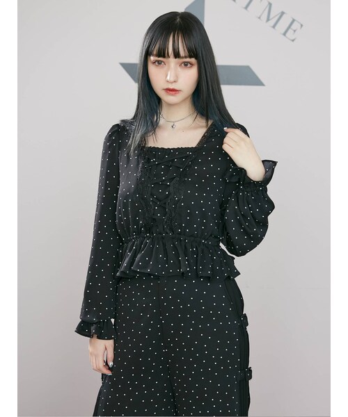 EATME（イートミー）の「FRONTレースアップペプラムブラウス（セットアップ可能）（シャツ/ブラウス・レディース・ブラック/ベージュ/ミックス・F）」の12枚目の写真