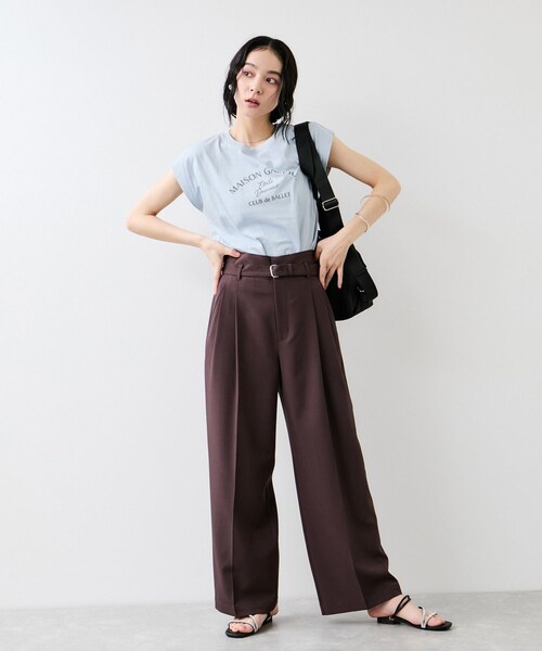 VIS（ビス）の「フォト＆ロゴプリントフレンチスリーブTシャツ/接触冷感（Tシャツ/カットソー・レディース・チャコール/ホワイト/サックス・F）」の19枚目の写真