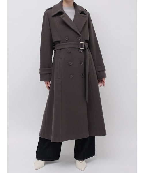 dazzlin（ダズリン）の「2WAYカラーウールライクトレンチコート（トレンチコート・レディース・ブラウン/アイボリー/ネイビー/グレー/ブラック・S/M）」の3枚目の写真