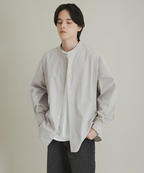 SENSE OF PLACE by URBAN RESEARCH（センスオブプレイスバイアーバンリサーチ）の「ピーチブロードバンドカラーロングスリーブシャツ（シャツ/ブラウス・メンズ・L.GRAY/CHARCOAL/L.BLUE・M/L）」の6枚目の写真