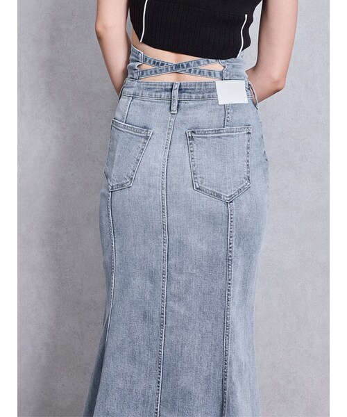 GYDA（ジェイダ）の「ハイウエストBACKクロスマーメイドデニムスカート（デニムスカート・レディース・ブラック・S/M）」の12枚目の写真